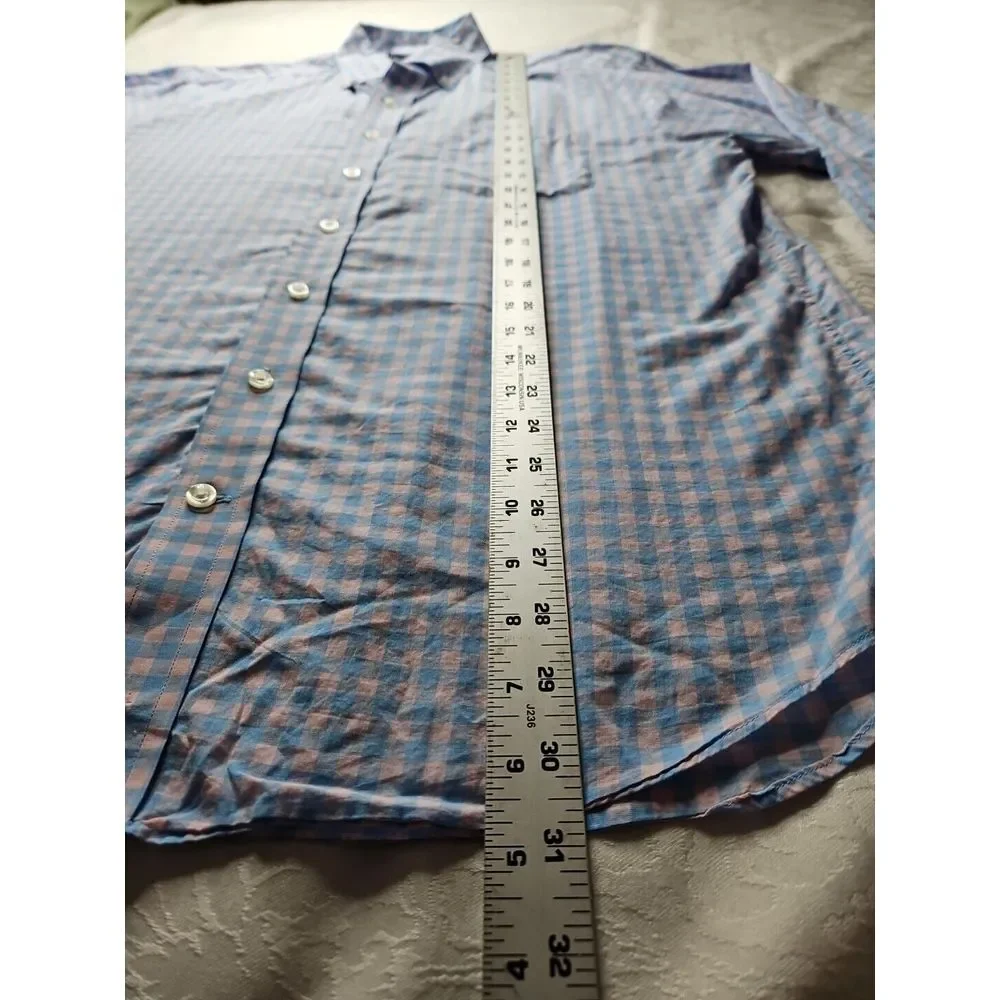 Vineyard Vines PINK BLUE Checked‎ Long Sleeve Cotton SLIM FIT TUCKER Shirt Large